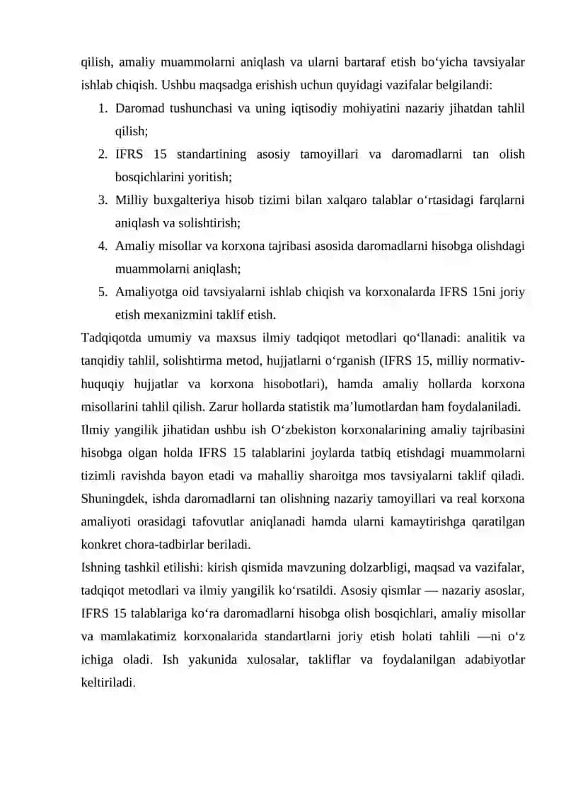 MOLIYAVIY HISOBOTLAR XALQARO STANDARTLARI TALABLARIGA MUVOFIQ XARIDORLAR BILAN TUZILGAN SHARTNOMALAR BO’YICHA DAROMADLARNI HISOBGA OLISH 4