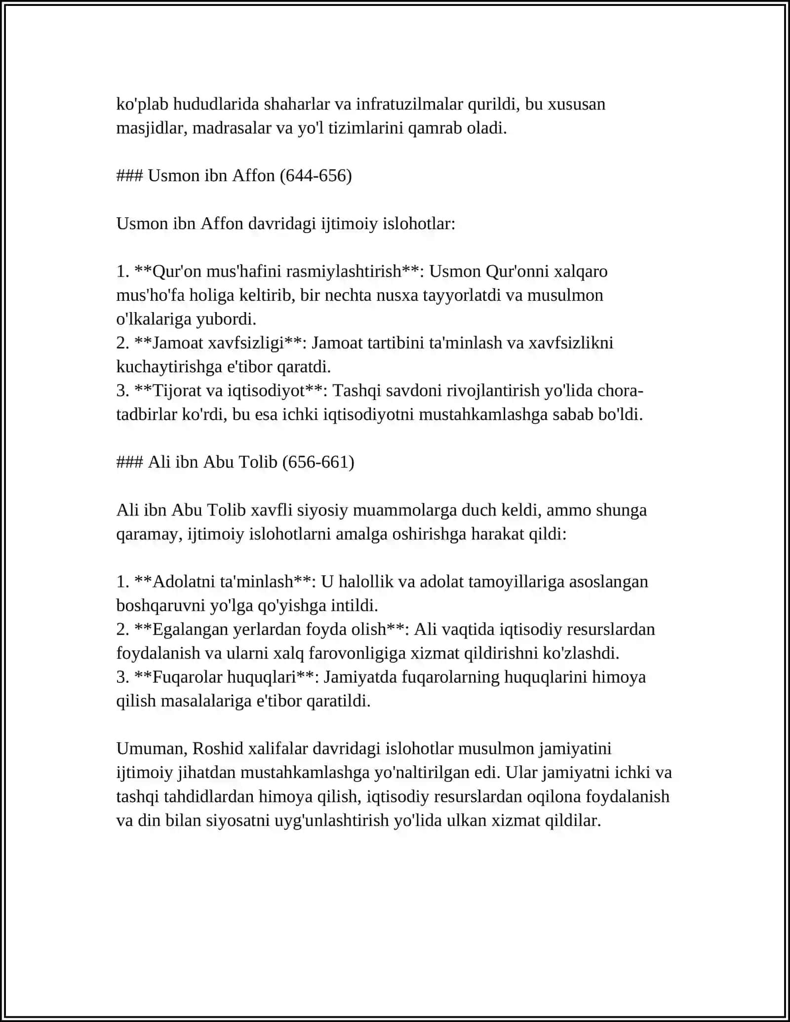 ROSHID XALIFALAR HUKUMRONLIGI DAVRIDAGI ISLOHOTLARNING MOHIYATI. UMMAVIYLAR VA ABBOSIYLAR HUKUMRONLIGI DAVRIDA DINGA MUNOSABAT 4