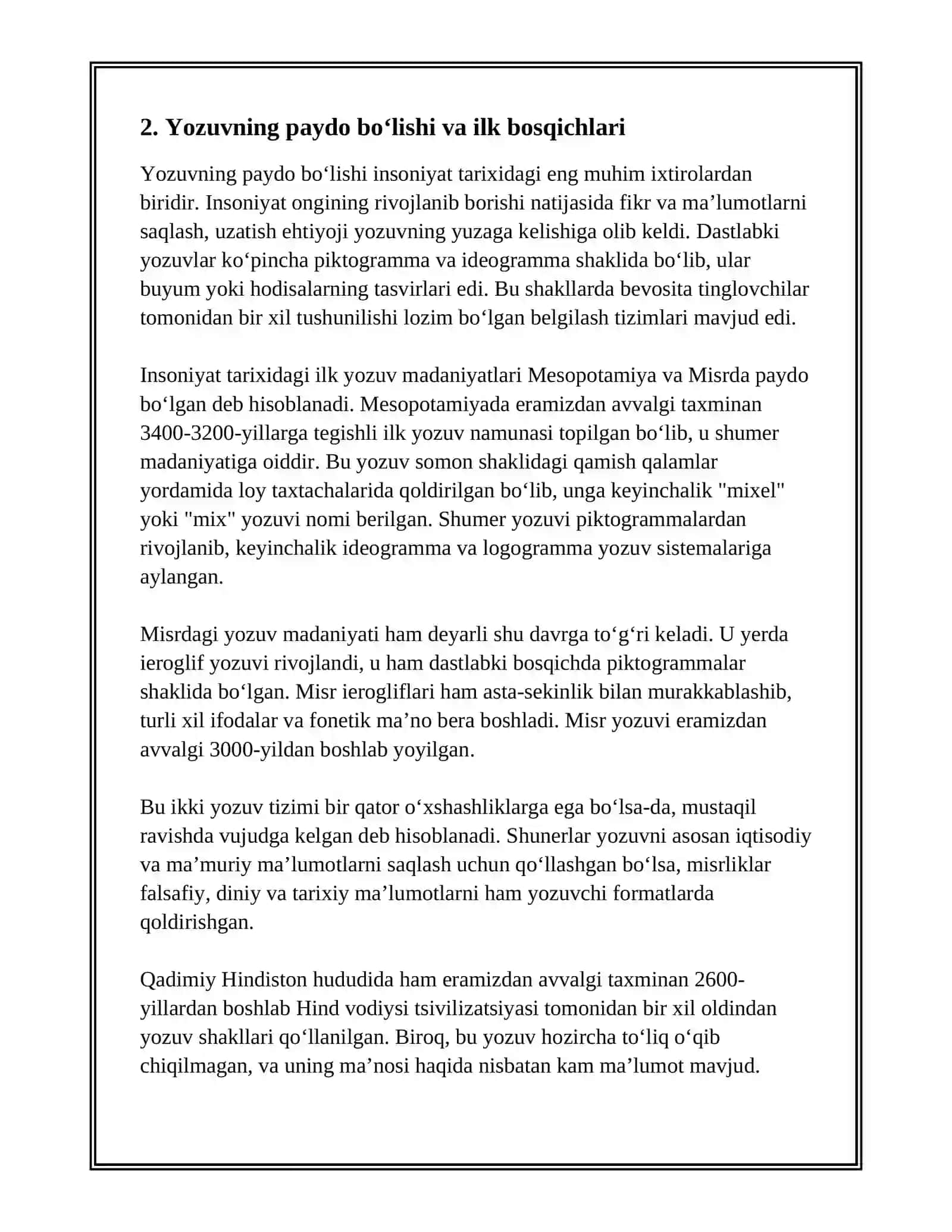 YOZUV VA UNING TARIXIY KORINISHLARI 4