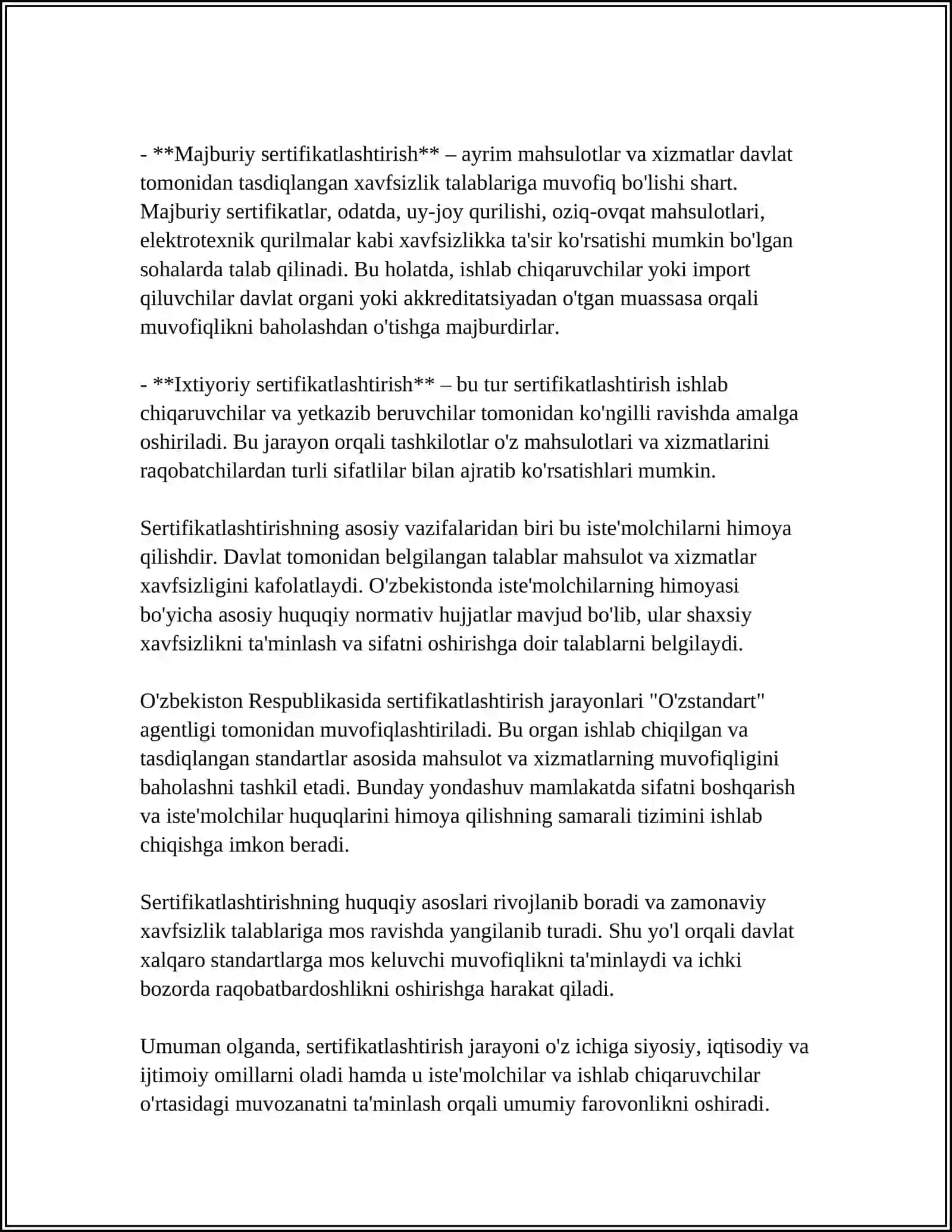 SERTIFIKATLASHTIRISH VA UNING HUQUQIY-MEYORIY TA’MINOTI 4