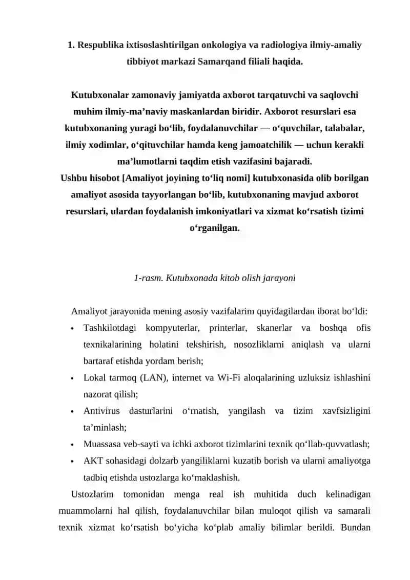 Kutubxona Axborot Resurslari Bo‘yicha Amaliyot HISOBOTI 4