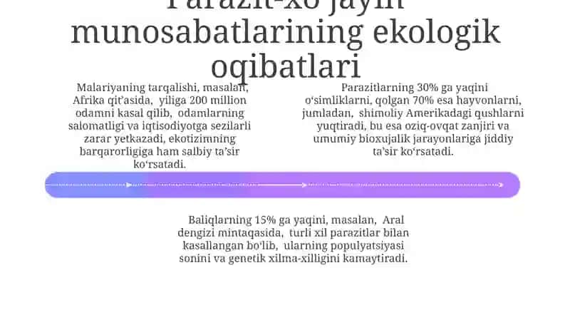 Parazitlar guruhi ajralishlarining ekologik ahamiyati 4