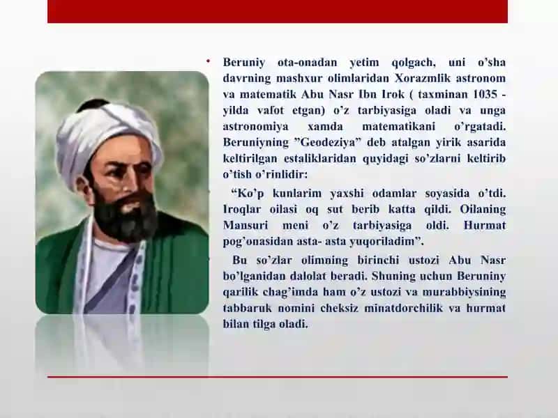 Abu Rayxon Beruniy hayoti va ilmiy faoliyati 4