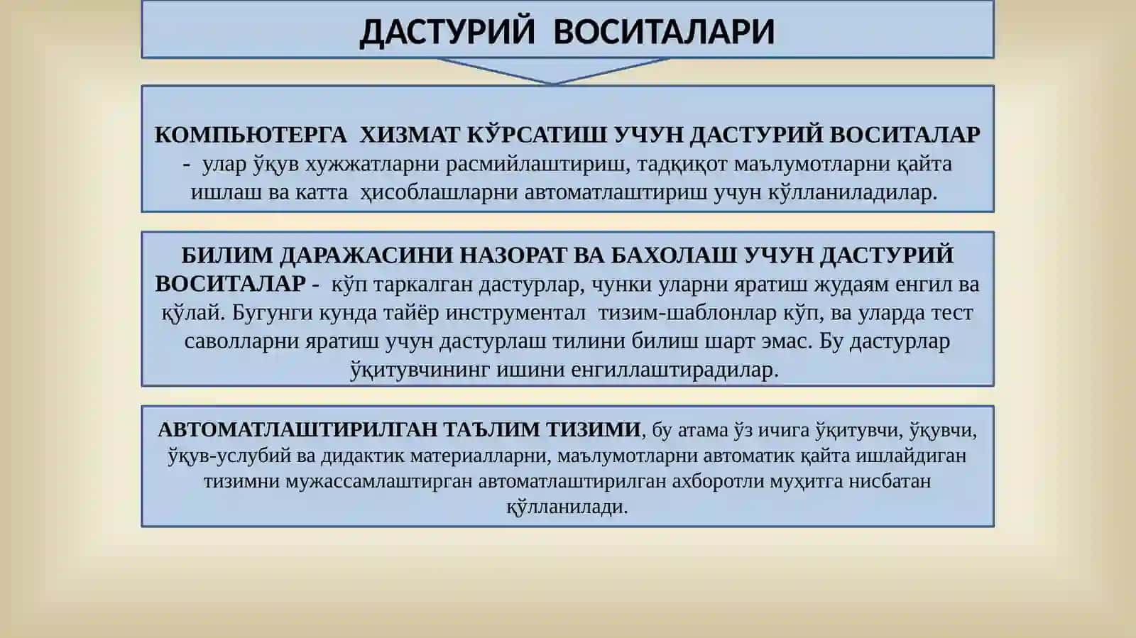 ЭЛЕКТРОН ДАРСЛИКЛАР ВА ПЕДАГОГИК ДАСТУРИЙ ВОСИТАЛАР 4