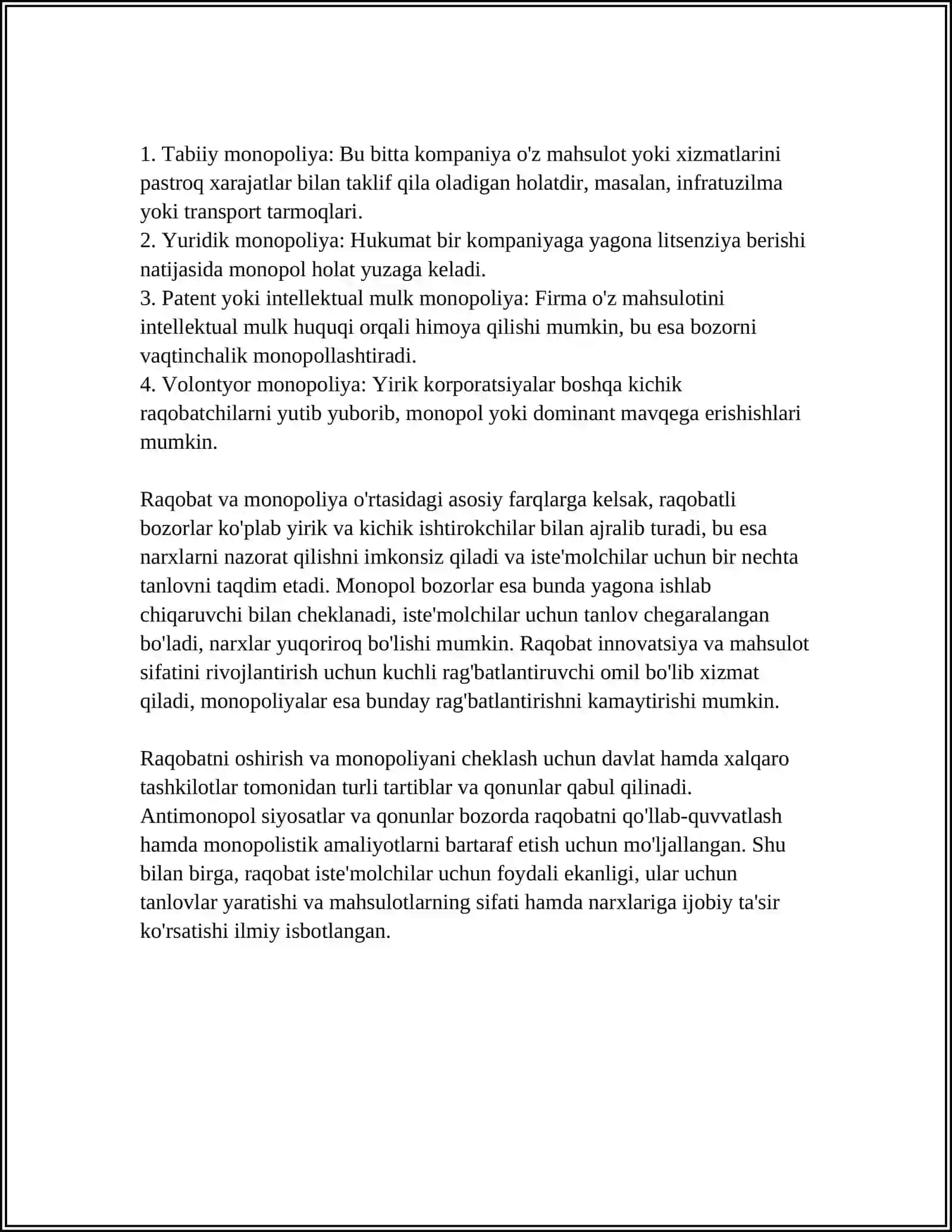 RAQOBAT VA MONOPOLIYA 4