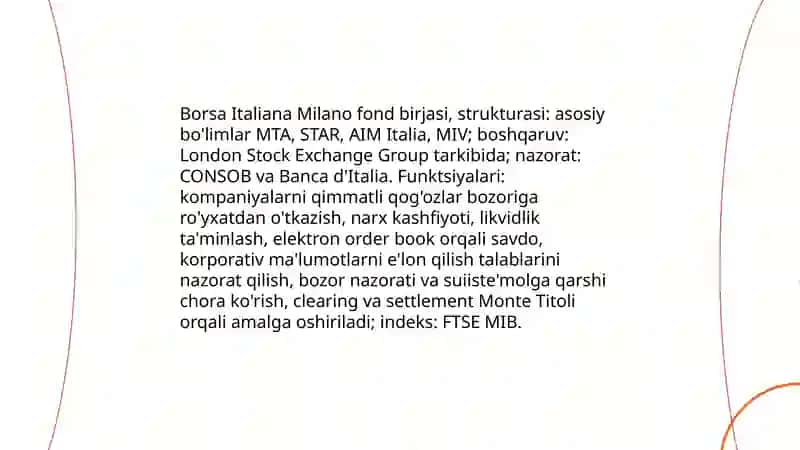 Italiya moliya bozori va qimmatli qog'ozlar bozori 4