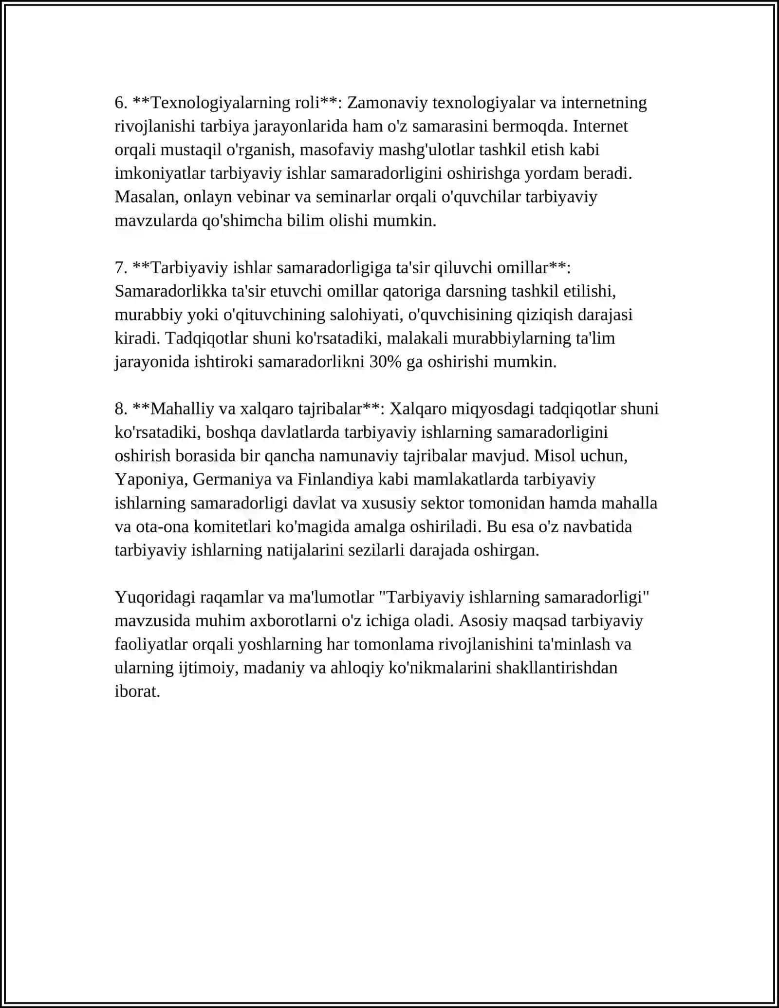 TARBIYAVIY ISHLARNING SAMARADORLIGI 4