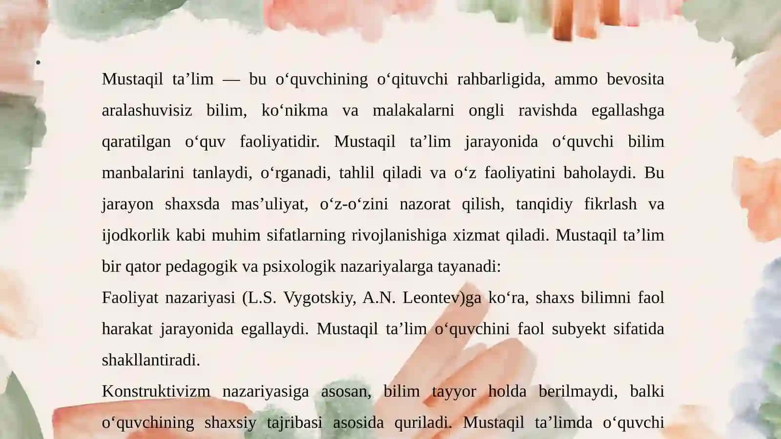 Mustaqilta'lim va uning turlari, virtual laboratoriyalar 4