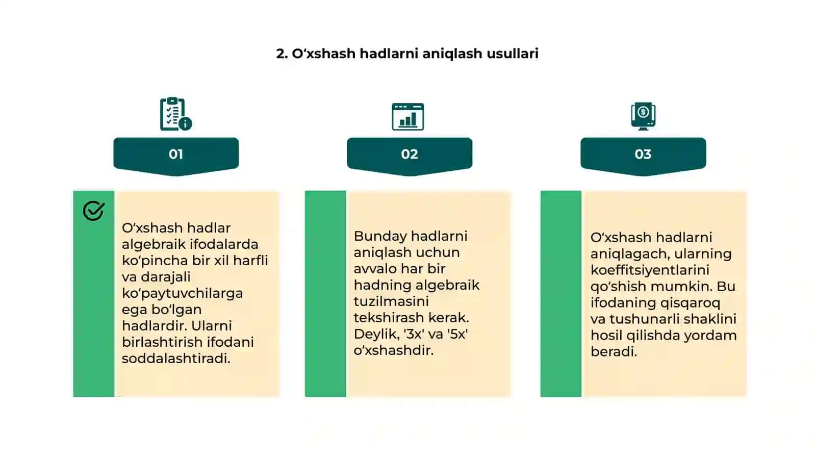 O'xshash hadlarni ixchamlash 4