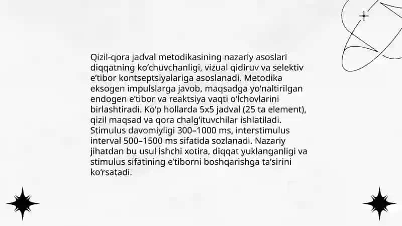 Diqqatning kòchuvchanligini òrganish (Qizil - qora jadval metodikasi) 4