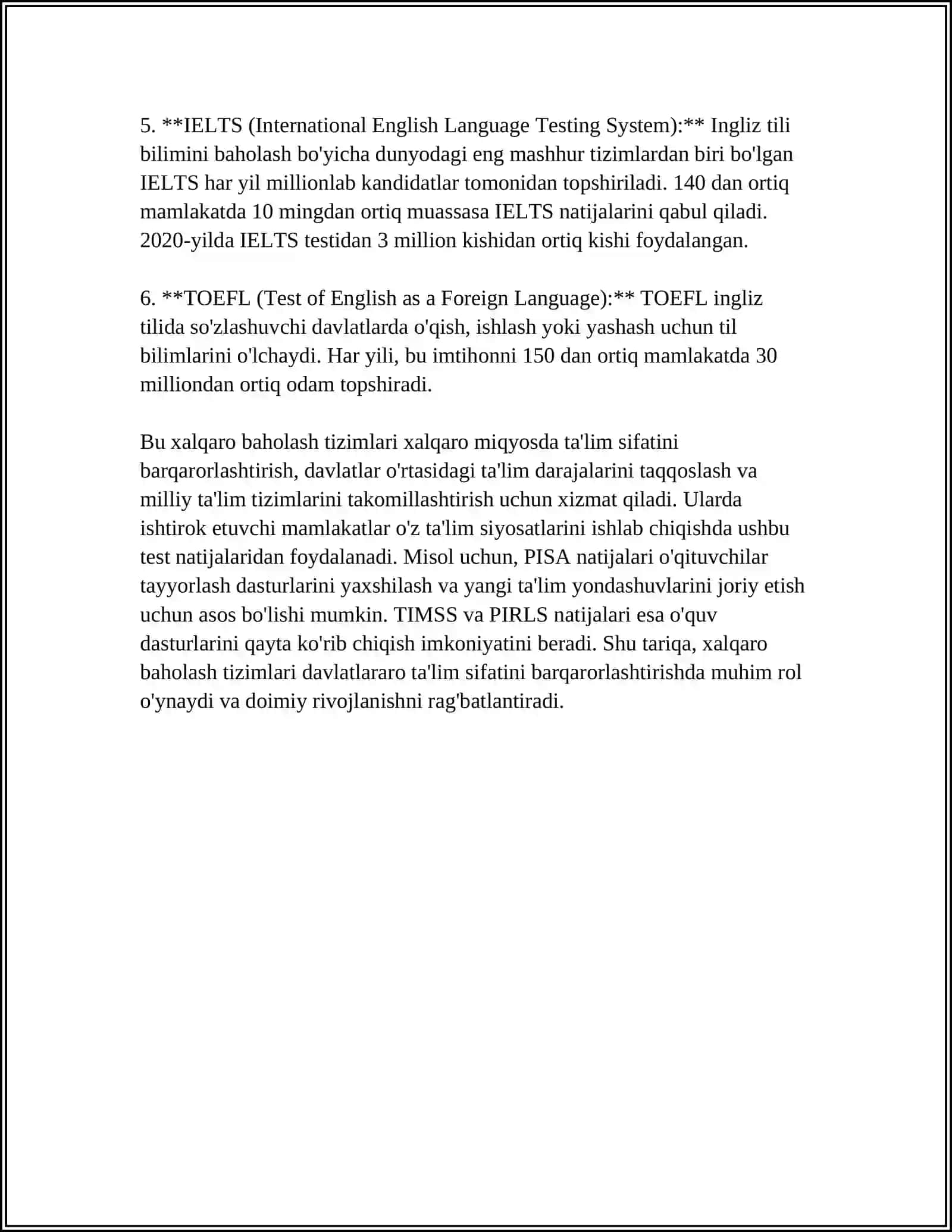 Xalqaro Baholash Tizimlari 4