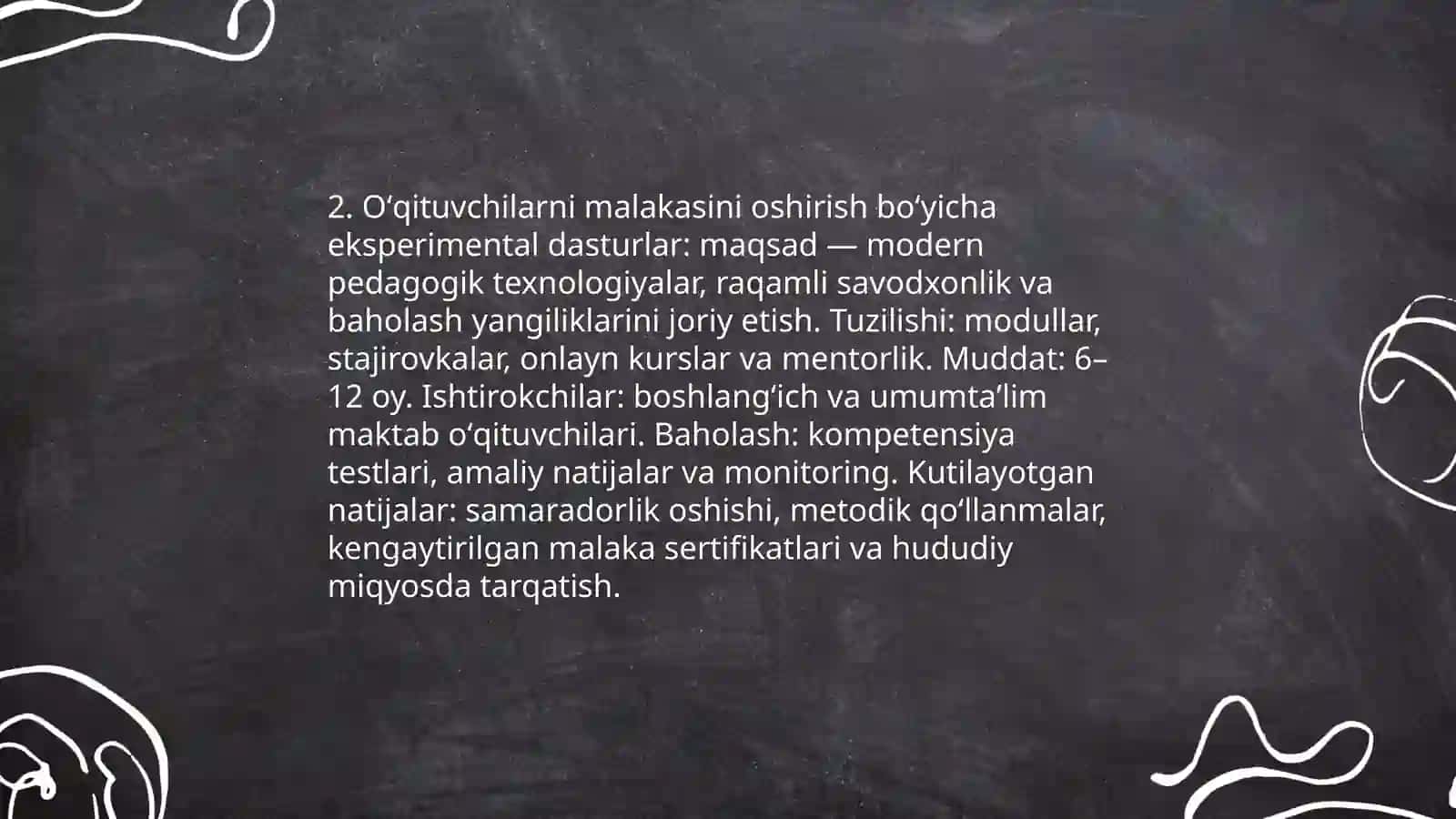 Oʻquv dasturlarini modernizatsiyalash va sinovdan oʻtkazish 4