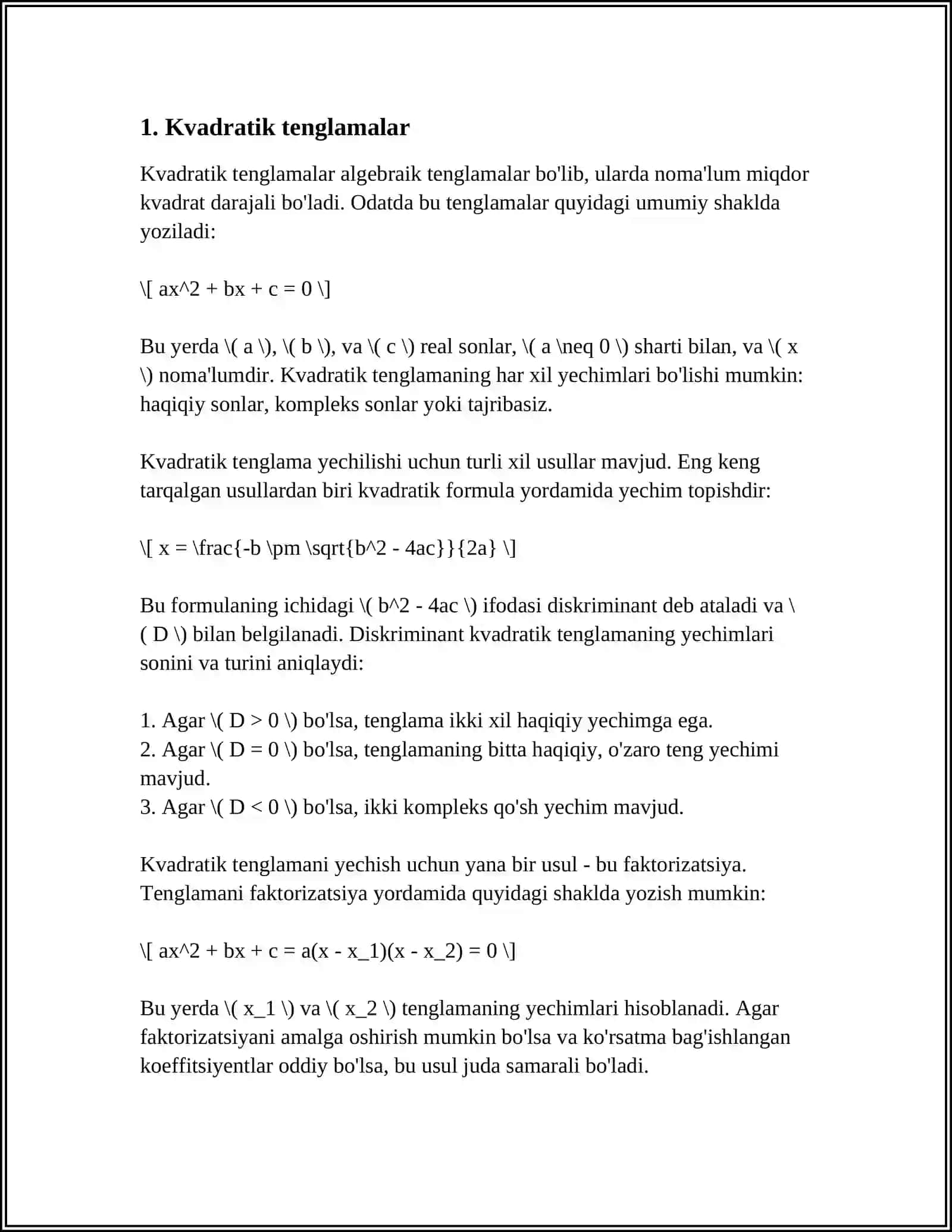 KVADRATIK FORMALAR 4