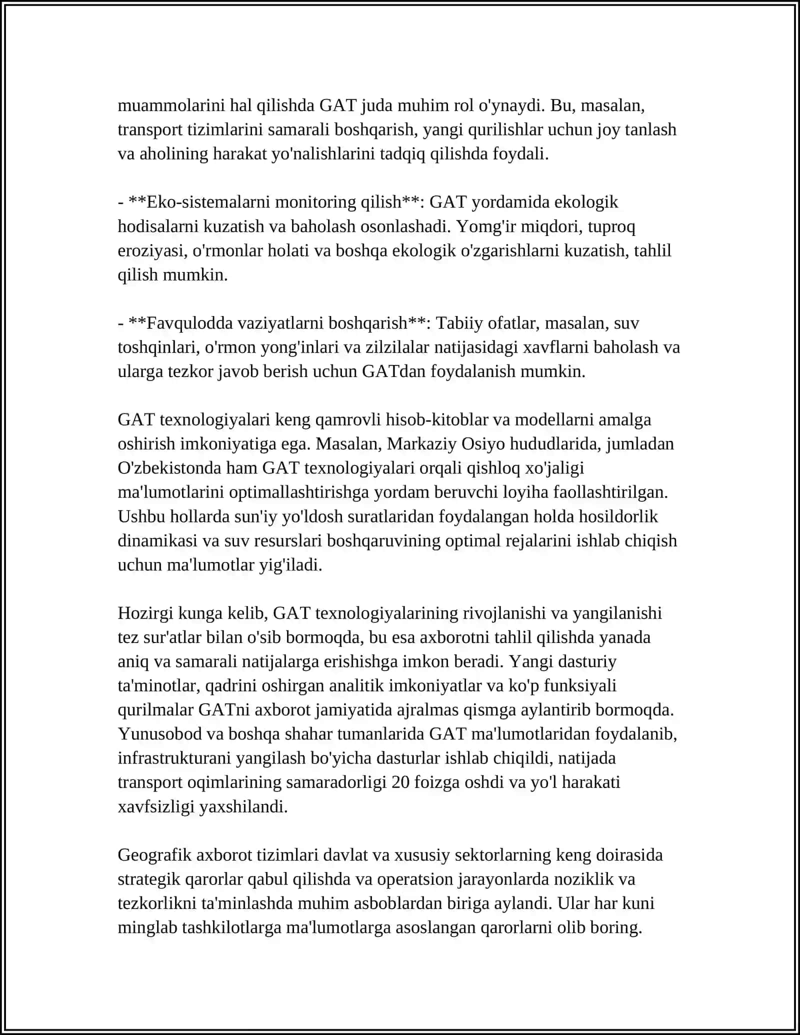 SHAHAR INFRATUZILMASINI TAHLIL QILISH UCHUN GISNI QO‘LLASH 4