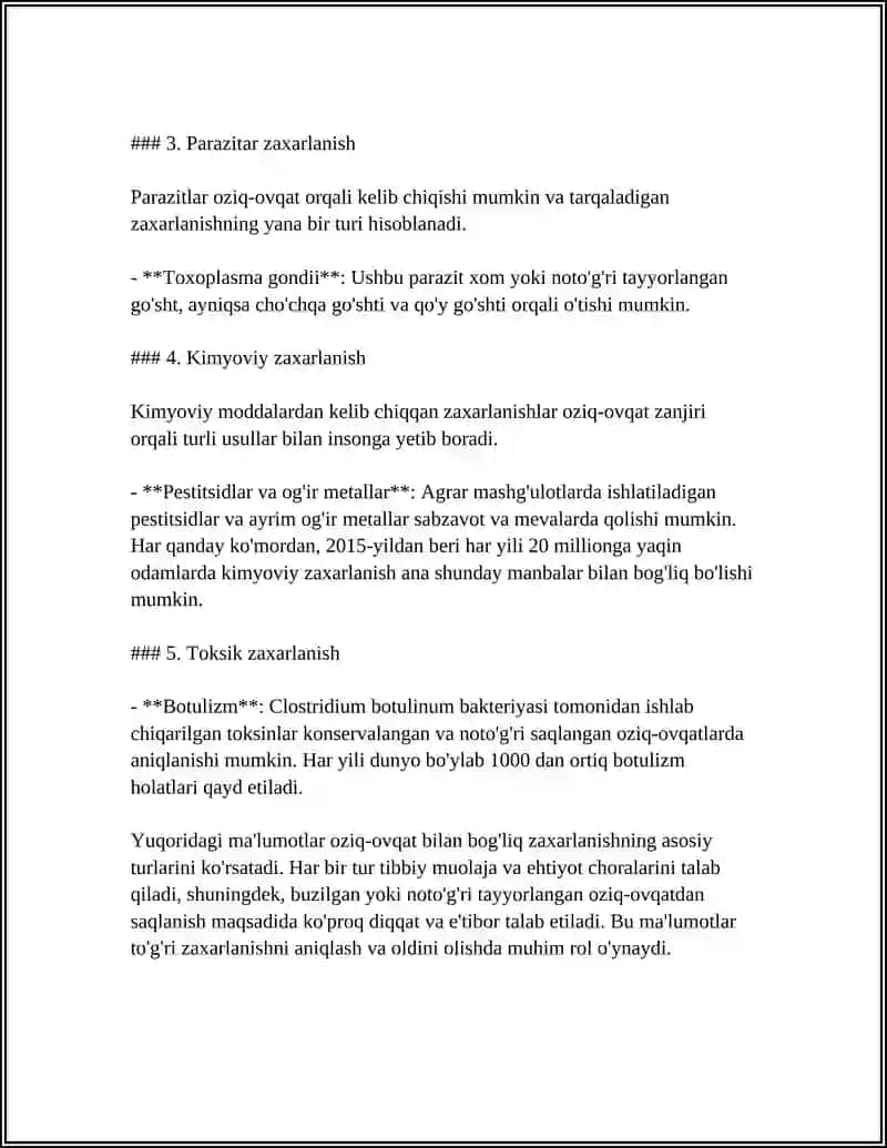OVQATDAN ZAHARLANISHNI KELTIRIB CHIQARUVCHI MIKROORGANIZMLAR 4