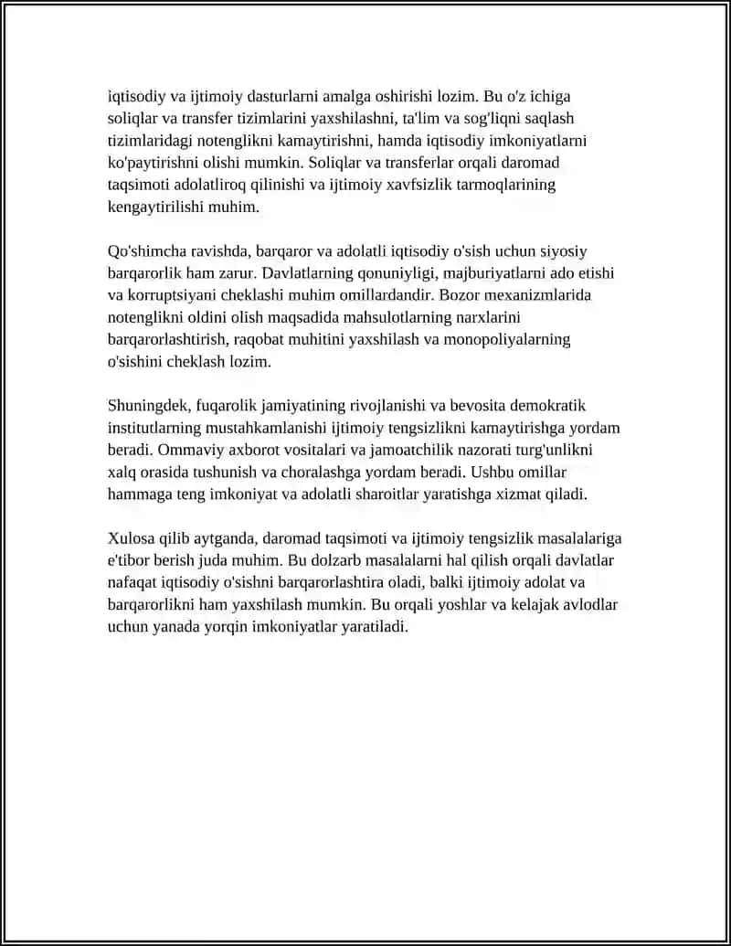 IQTISODIY OʻSISH VA IJTIMOIY TENGSIZLIK MUAMMOSI 4