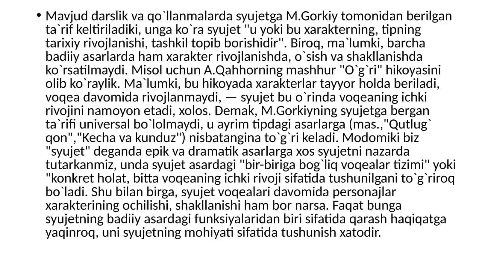Syujet turlari va unsurlari. Badiiy asar kompozitsiyasi 4
