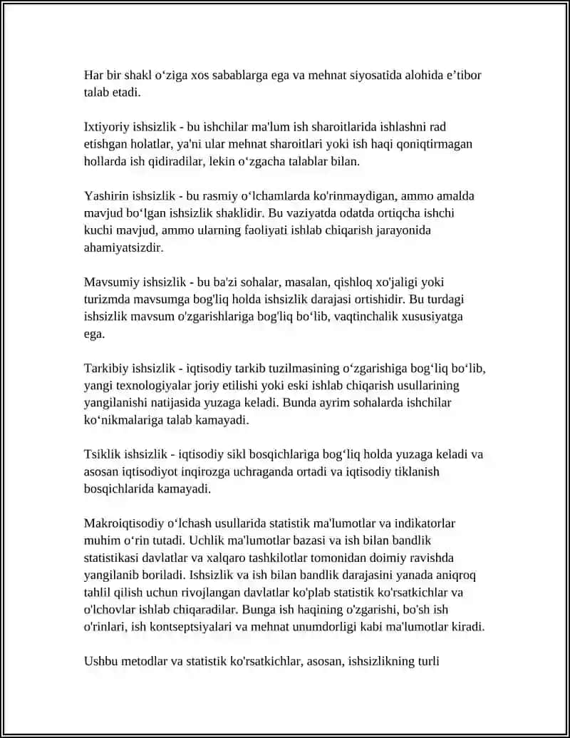 Bandlik va ishsizlik darajasining makroiqtisodiy tahlili 4