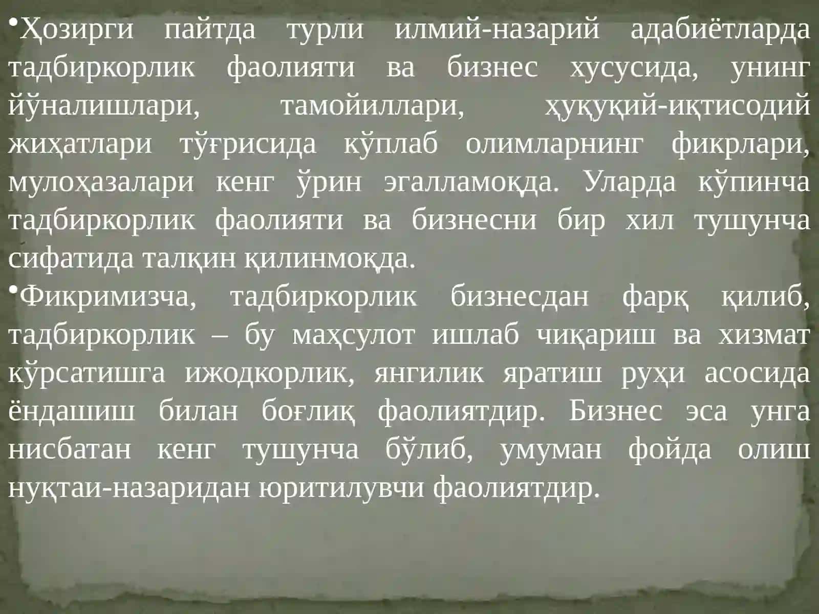 KICHIK BIZNES VA XUSUSIY TADBIRKORLIK 4