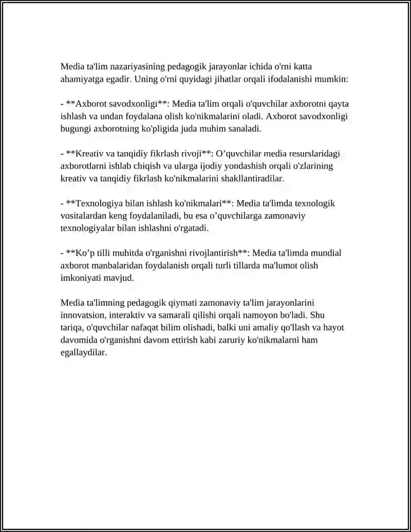 MENDIA TALIM NAZARIYASINING PEDAGOGIKADAGI OʻRNI 4