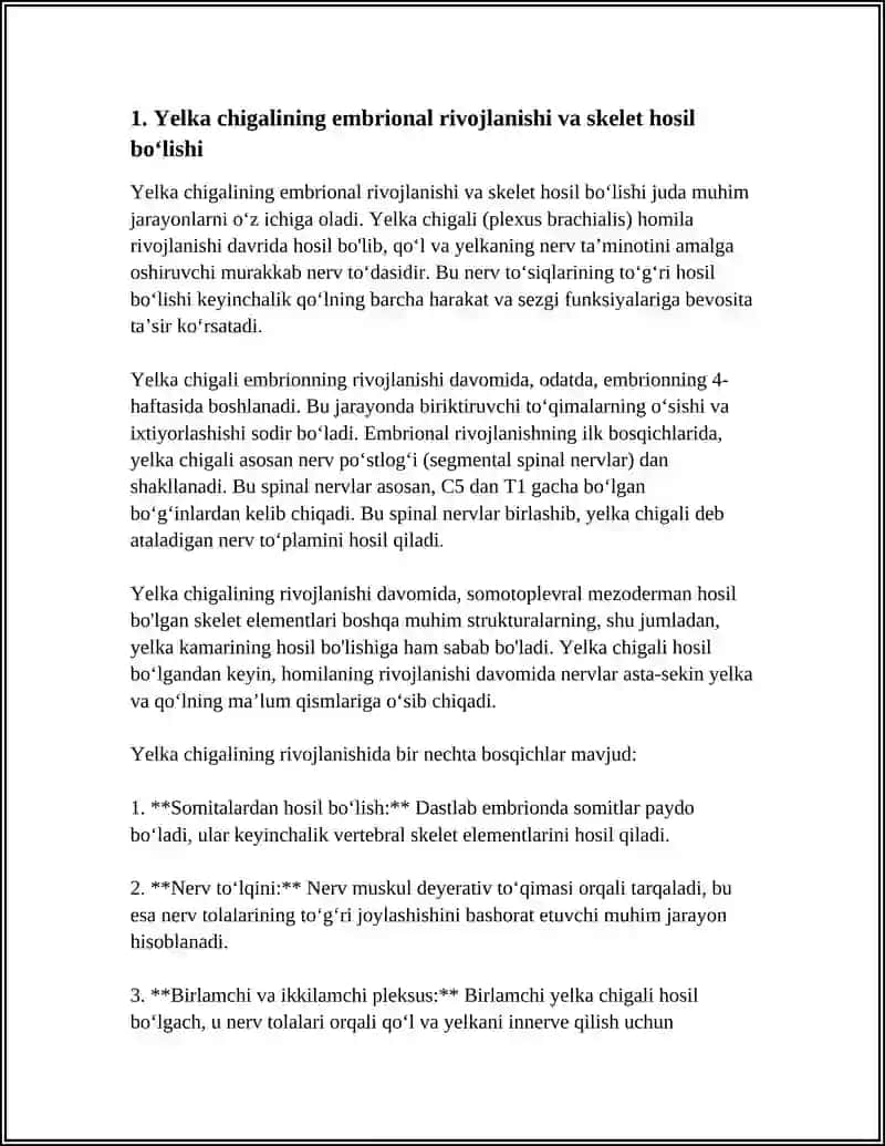 Yelka chigalining hosil bo‘lishi va uning qisqa shoxlari 4