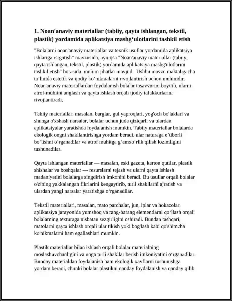BOLALARNI NOAN'ANAVIY ASHYOLAR VA TEXNIK USULLAR YORDAMIDA APLIKATSIYA ISHLARIGA OʻRGATISH 4