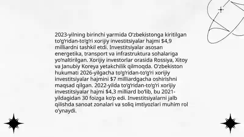 O'zbekistonda Investitsiyalar dinamikasi tahlili 4