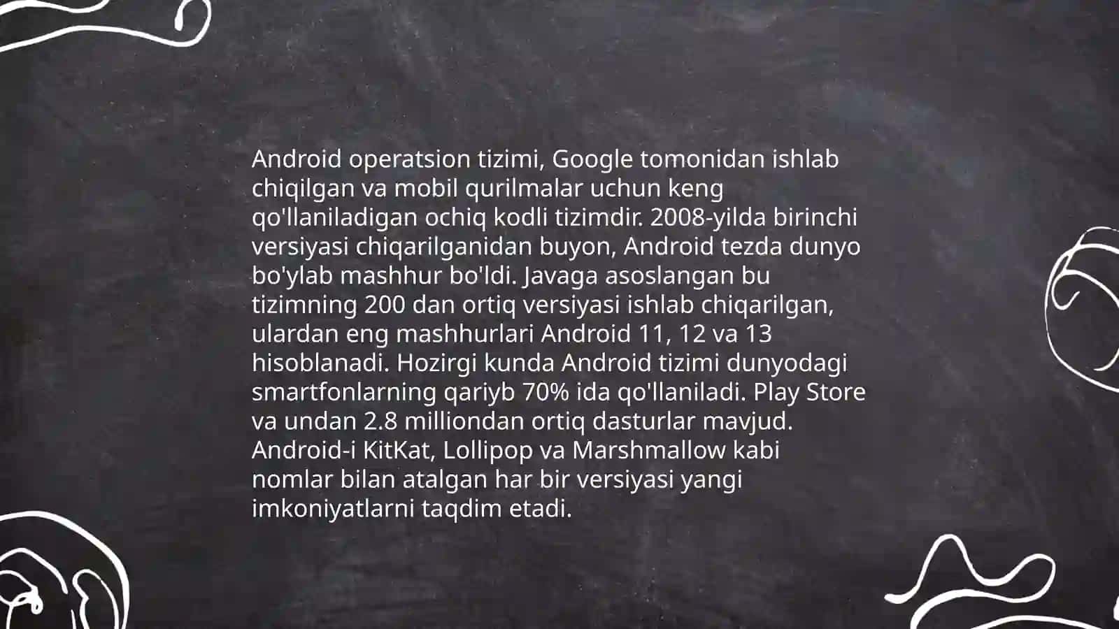 Mobil operatsion tizimlar va uning rusumlari, misollar 4