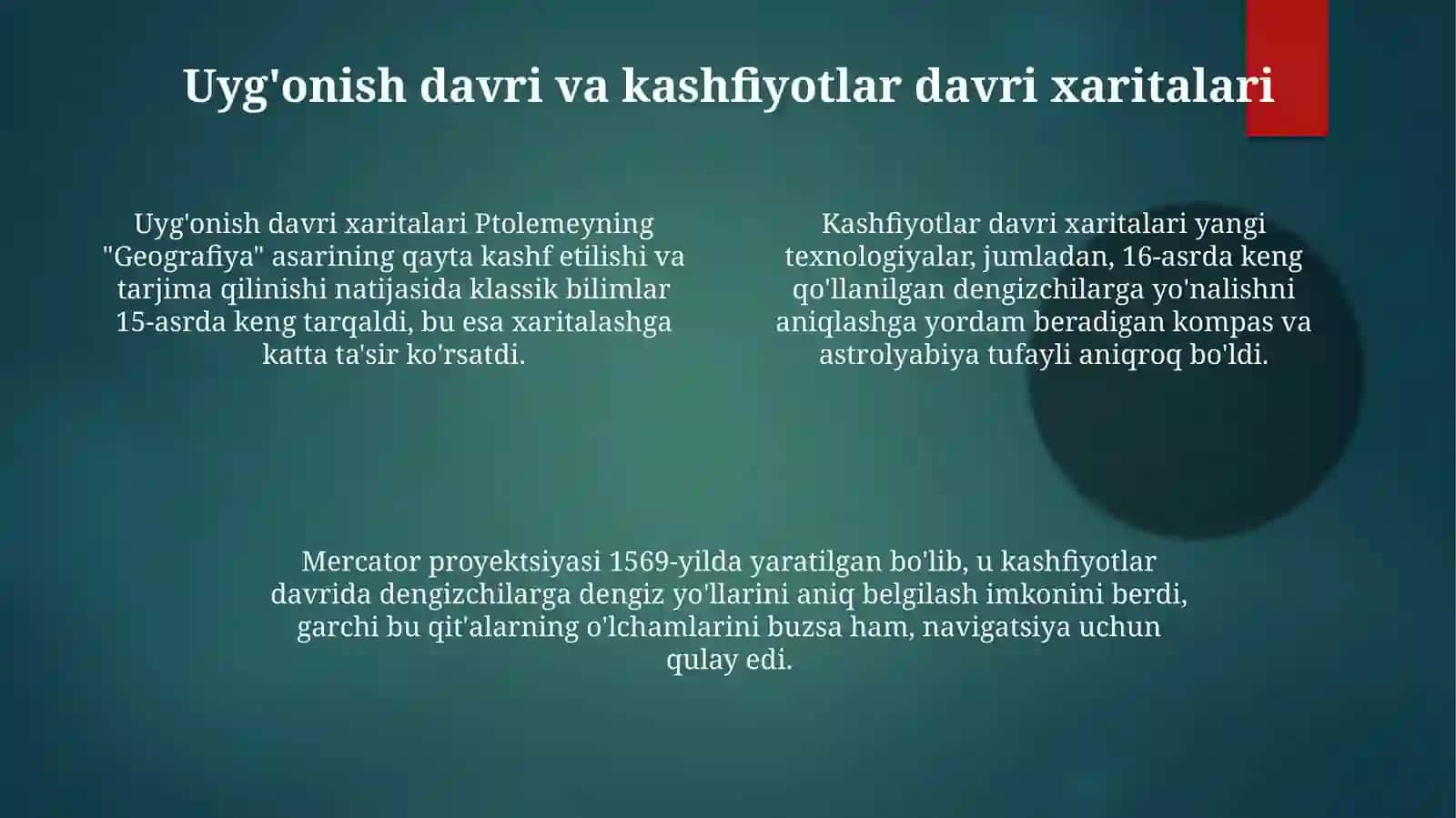 Kartografiya va geografik kartalar tarixining asosiy bosqichlari 4