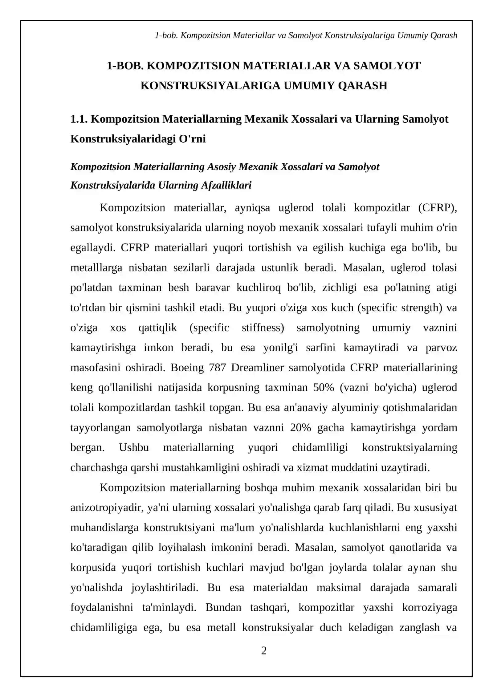 KOMPOZITSION MATERIALLARNING MEXANIK VA TERMIK XOSSALARINI HISOBGA OLGAN HOLDA SAMOLYOT KONSTRUKSIYALARINING XIZMAT MUDDATINI PROGNOZINI ISHLAB CHIQISH 4