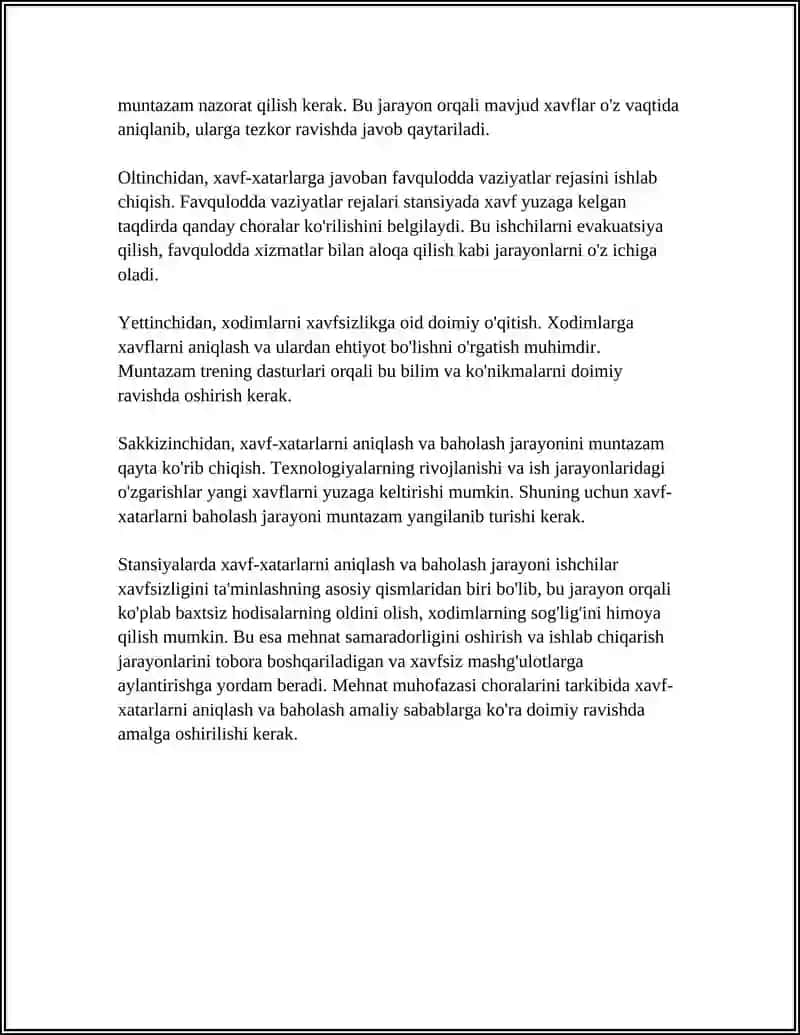 STANSIYALARDA MEHNAT MUHOFAZASI BO'YICHA CHORA-TADBIRLAR 4