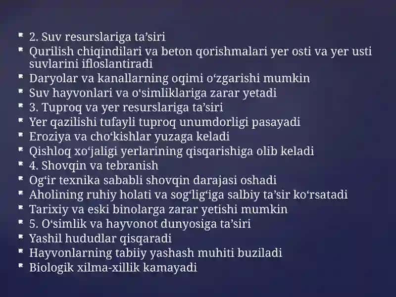 Qurulish jarayonining atrof-muhitga tasiri 4