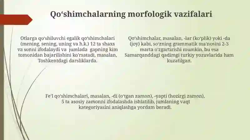 Oʻzbek tili grammatik (morfologik)kategoriyalari va ularning turlari mavzusi 4