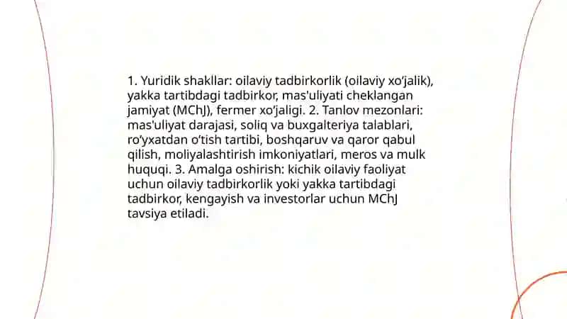 Oilaviy tadbirkorlikning tashkiliy huquqiy asoslari 4