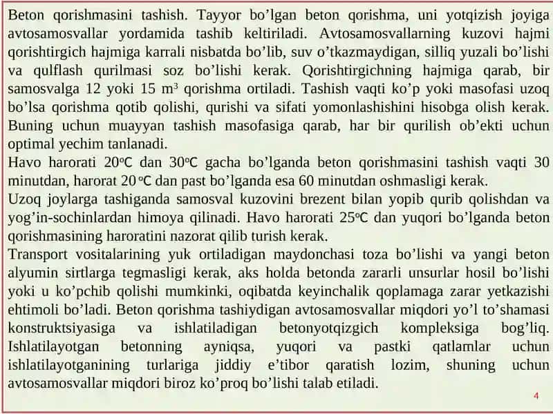 Beton qorishmasini tayyorlash GOST 7473-2010 buyicha quyidagi tartibda tayyorlanadi 4