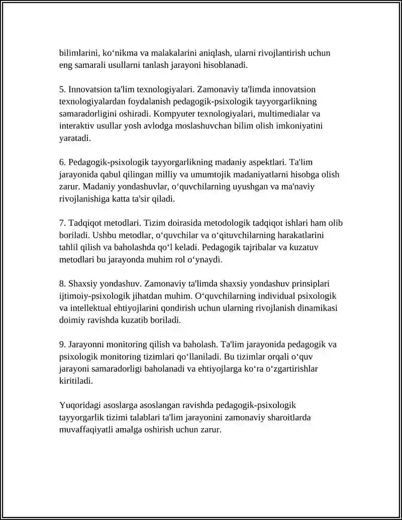 DARSLIK ZAMONAVIY SHAROITDA PEDAGOGIK PSIXOLOGIK TAYYORGARLIK TIZIMI TALABLARI 4