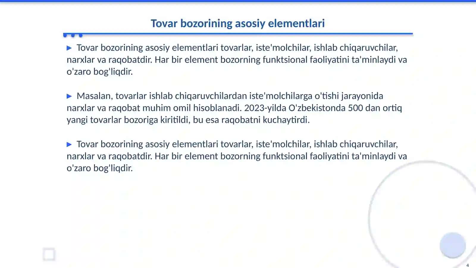 Tovar bozori infratuzilmasining mohiyati, asosiy elementlarining xususiyatlari 4