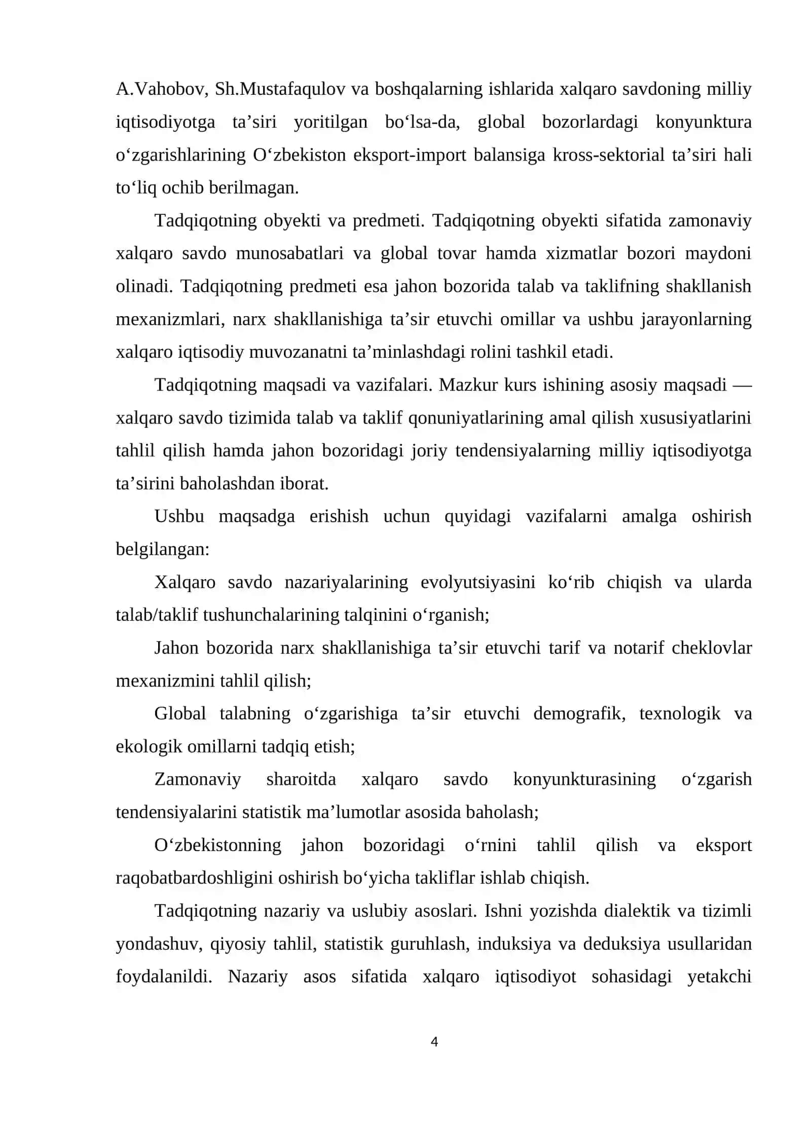 Xalqaro savdo: jahon bozoridagi talab va taklif 4