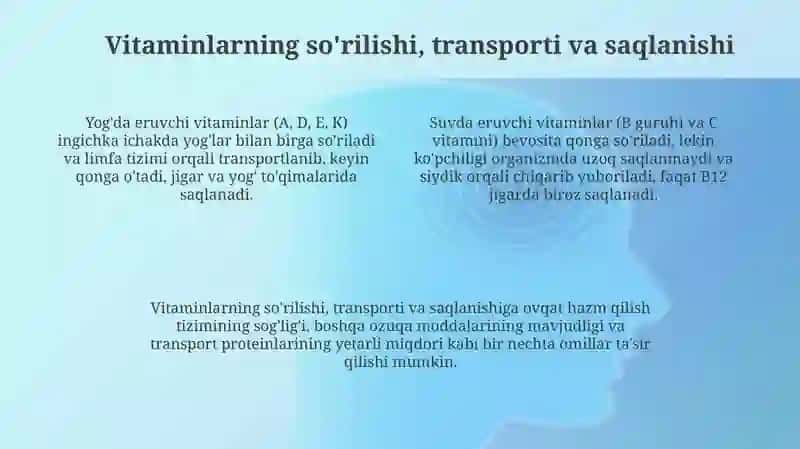 TTabiiy va sun'iy vetaminlam metabalizmi va eskretsiyalanishi 4
