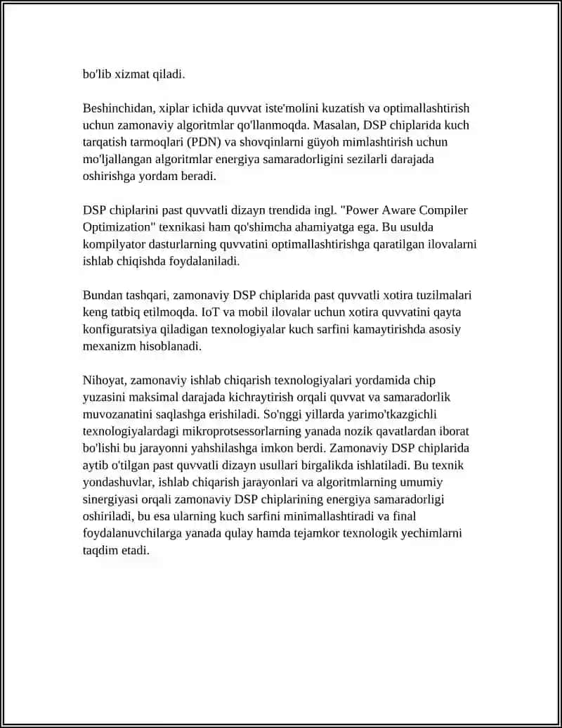 ZAMONAVIY DSP CHIPLARINING RIVOJLANISH TENDENSIYALARI 4
