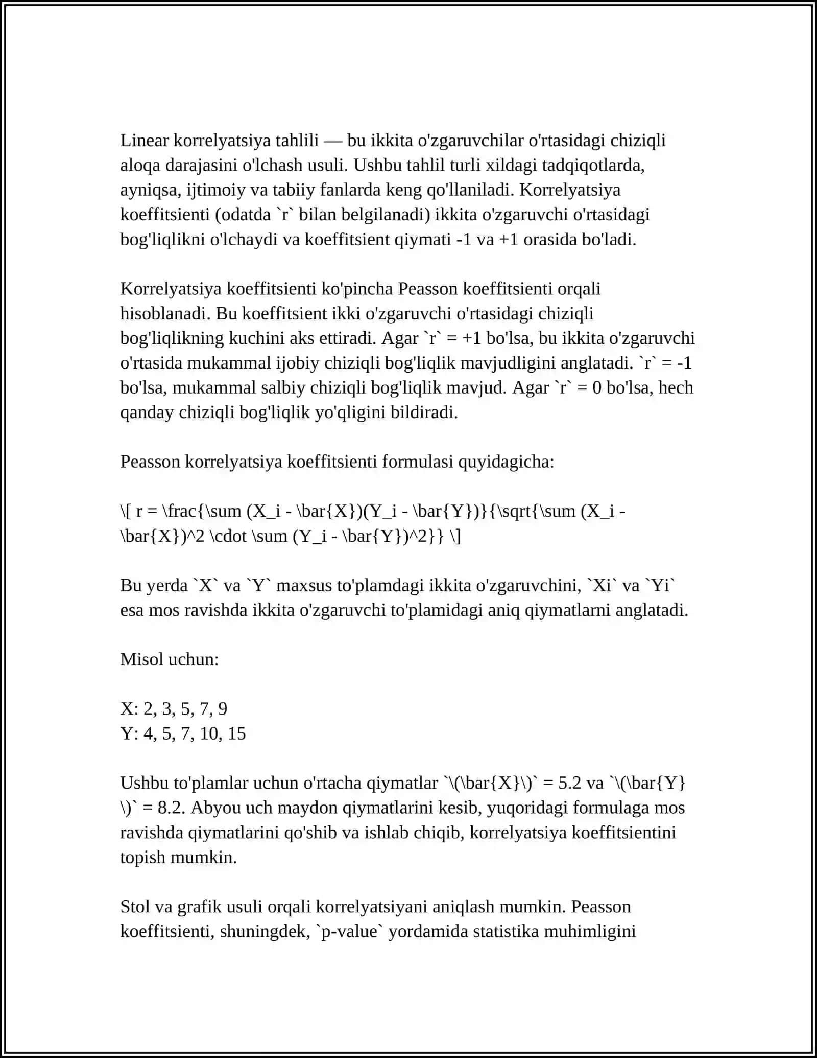 KORRELYATSION VA REGRESSION TAHLIL 4