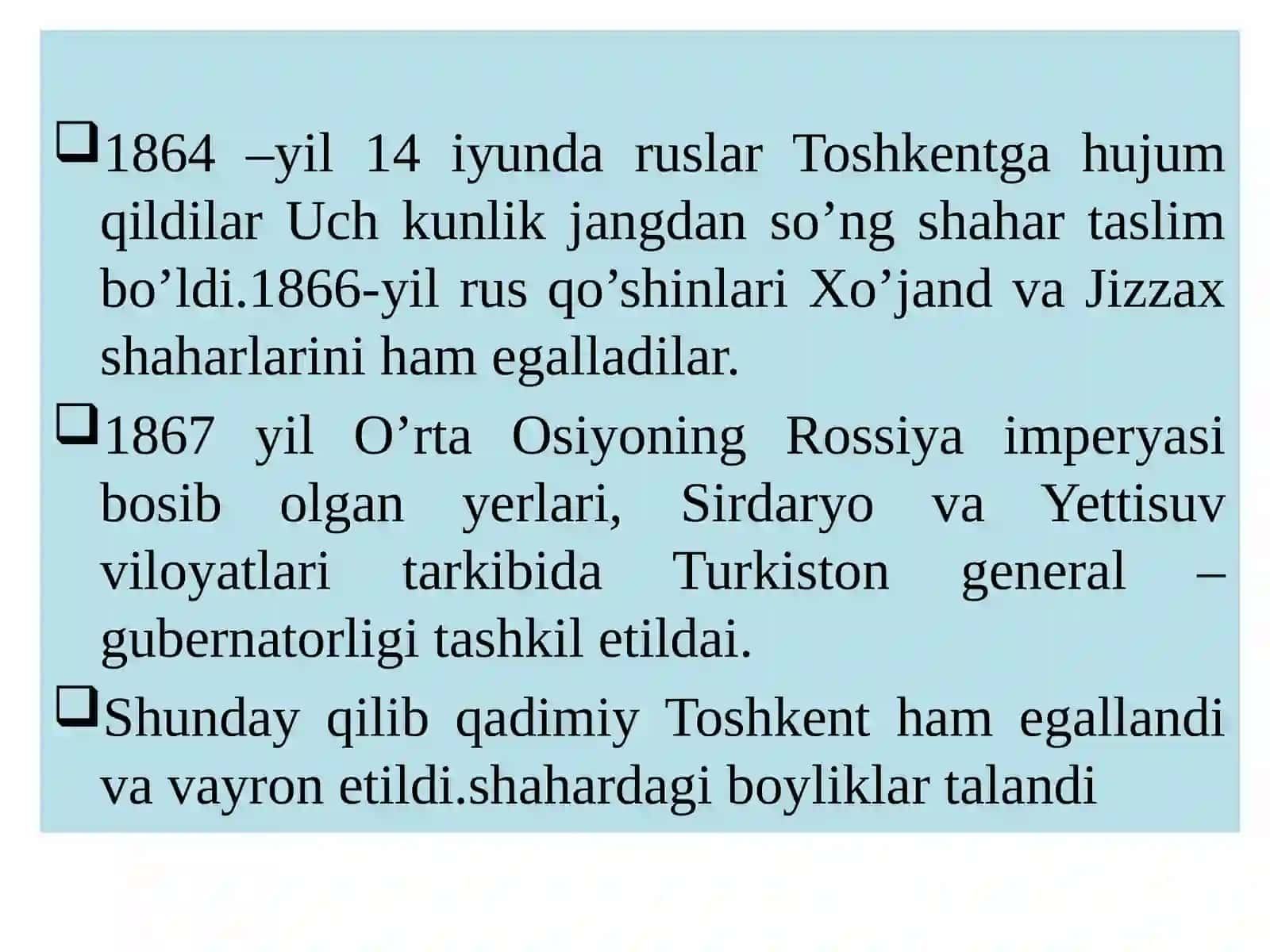 O’rtaOsiyoning PotshoRossiyasiboshqarilishi davridagi tarixiy geografiyasi 4
