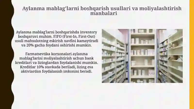Dorixonalarning aylanma mablag’lariistiqbolinianiqlash 4