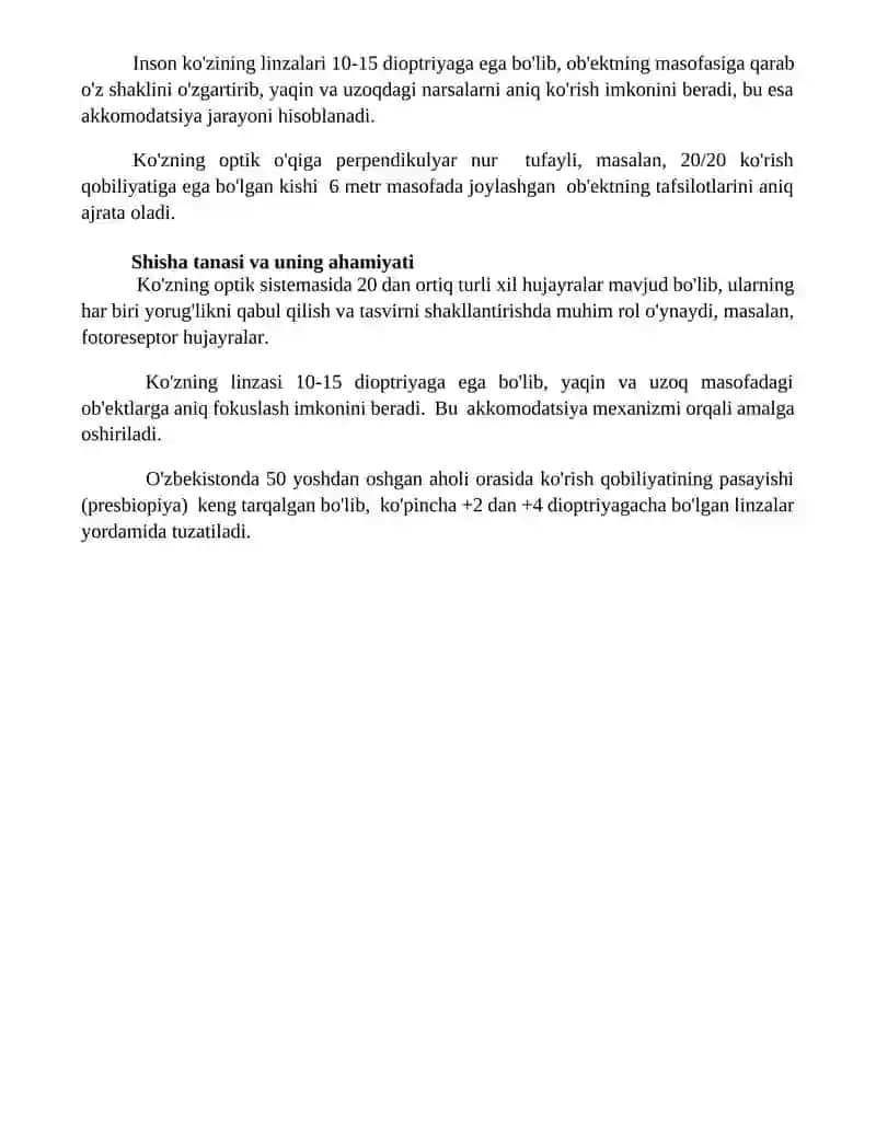 Optika asoslari ko'zning optik sistemasi 4