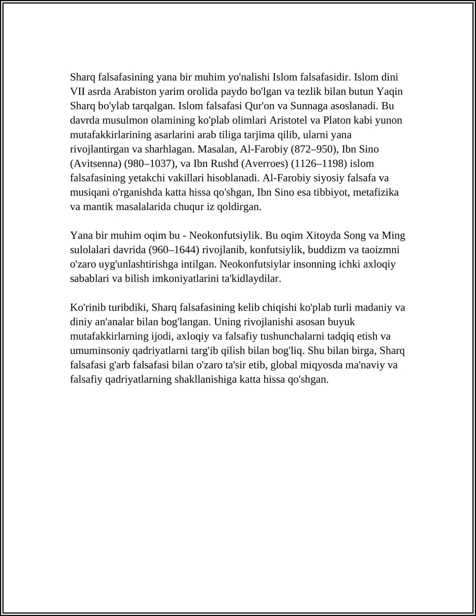 SHARQ FALSAFASINING VUJUTKA KELISHI 4