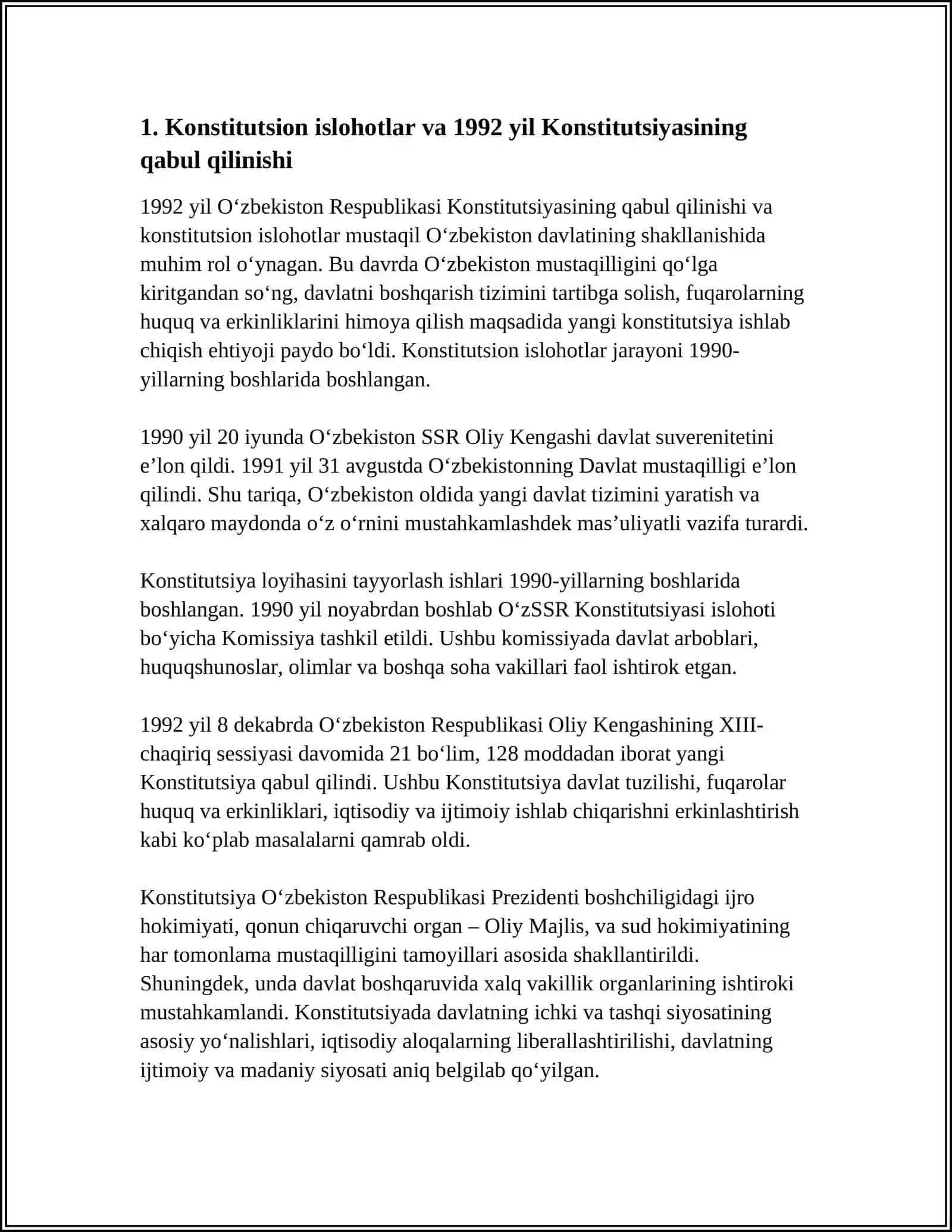 MUSTAGILLIK YILLARIDA DAVLAT BOSHGARUVI TIZIMIDA AMALGA OSHIRILGAN ISLOHOTLAR 4