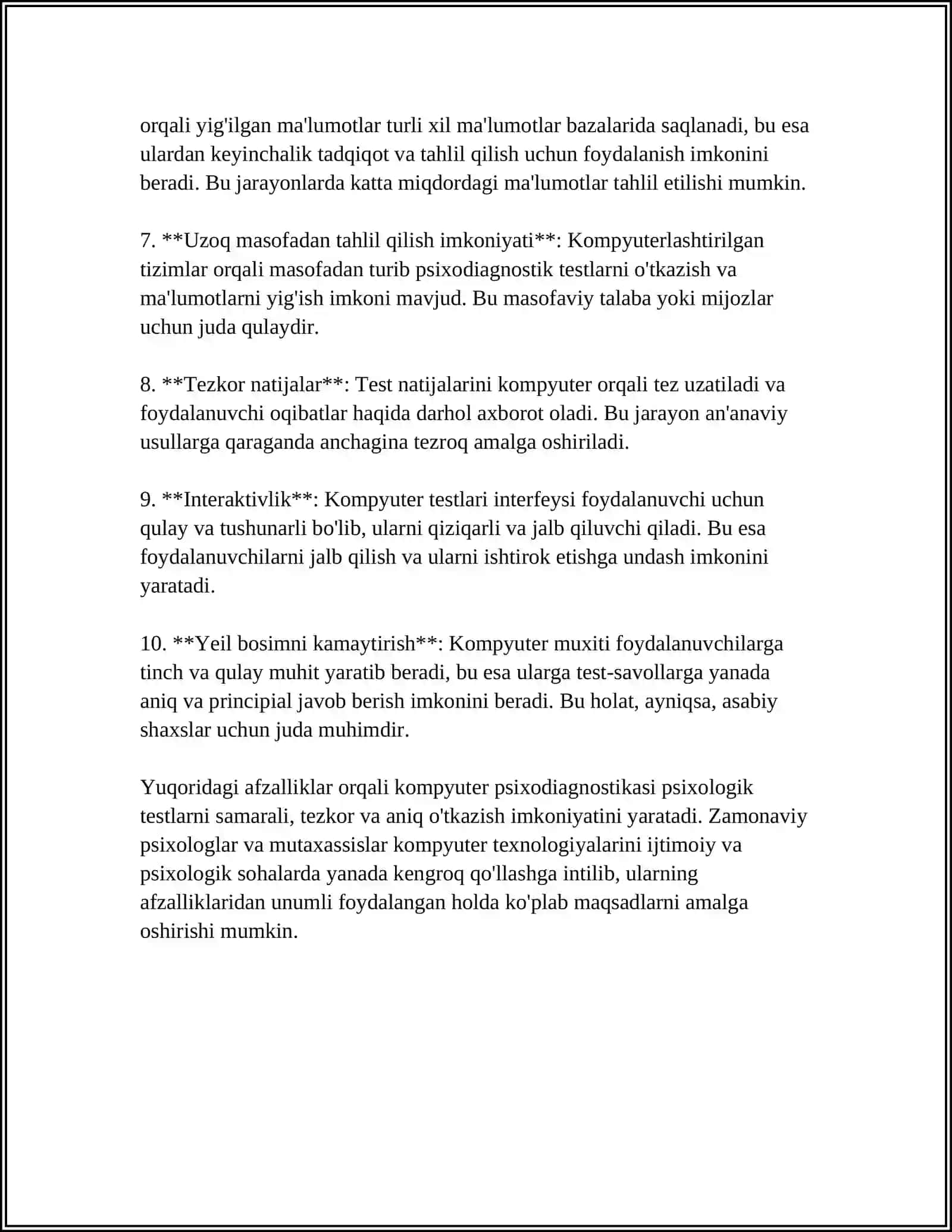 KOMPYUTER PSIXODIAGNOSTIKASINING YUTUQLARI VA KAMCHILIKLARI 4
