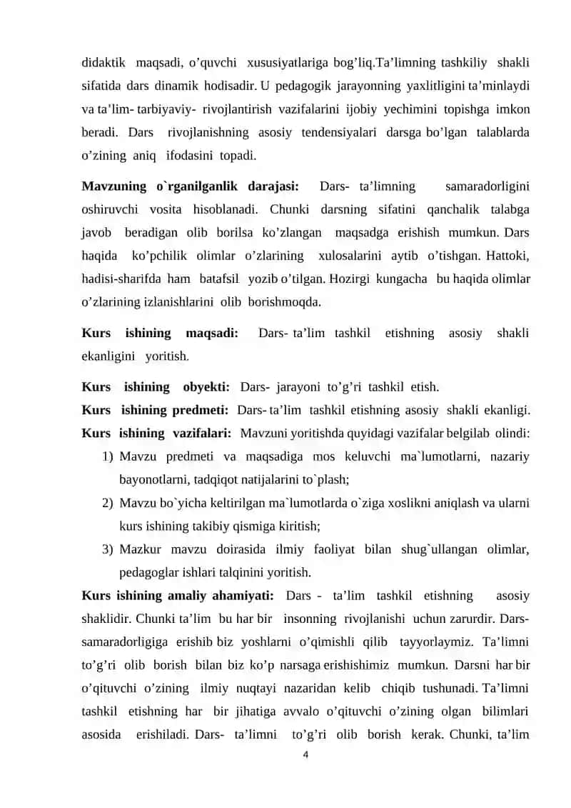 Dars- Ta'lim Tashkil Etishning Asosiy Shakli 4