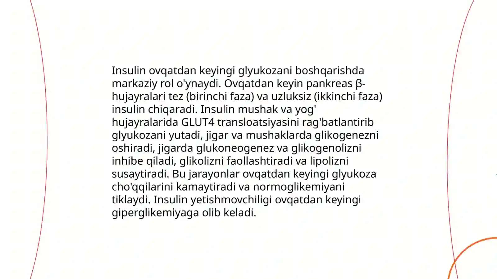 Absorbtiv va postabsorbtiv holatlarda qonda glyukoza miqdorini boshqarilishi 4