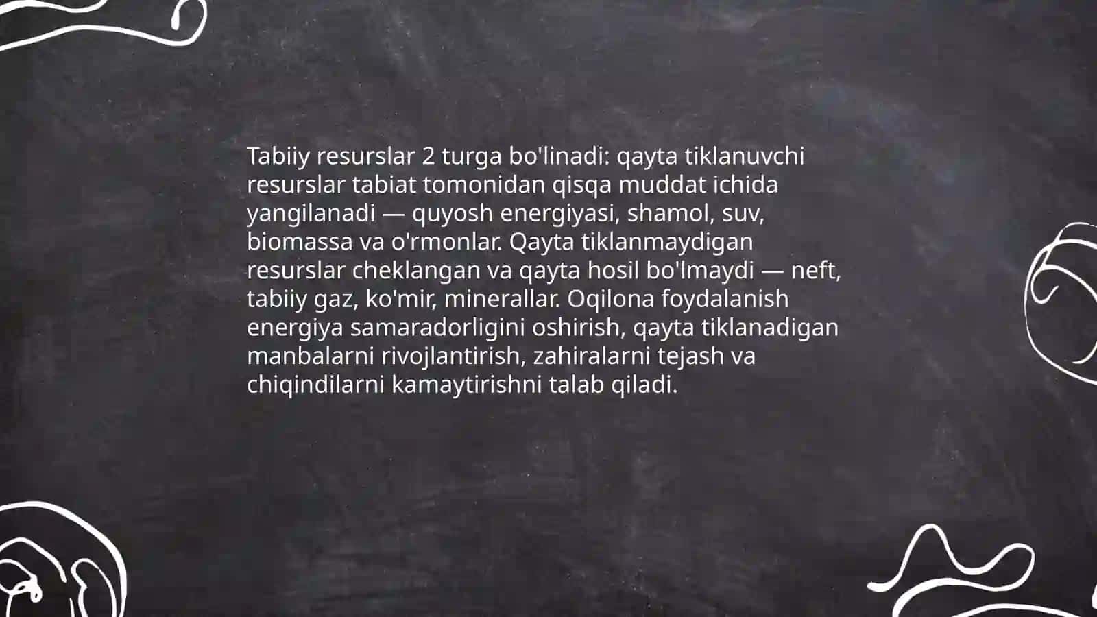 Tabiiy resurslar va ulardan oqilona foydalanish 4